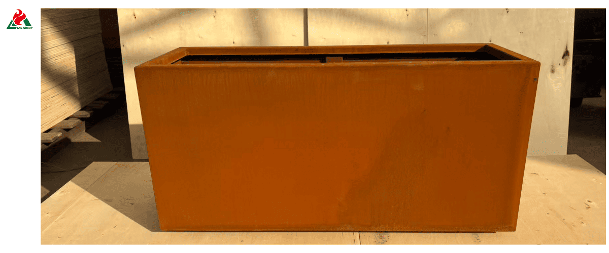 custom rectangular corten planter